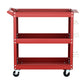 3-Tier Tool Cart Storage Trolley Workshop Garage Pegboard Hooks - Red