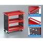 3-Tier Tool Cart Storage Trolley Workshop Garage Pegboard Hooks - Red