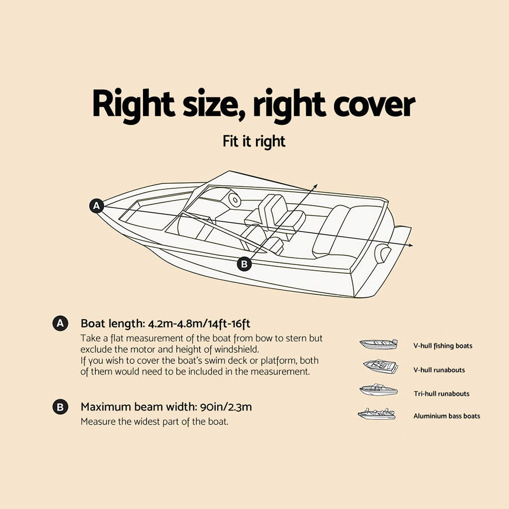Buy 14 - 16 foot Waterproof Boat Cover - Grey Online in Australia – Factory  Buys