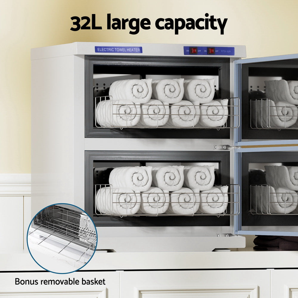 32L Towel Warmer UV Sterilizer Heater Cabinet - White