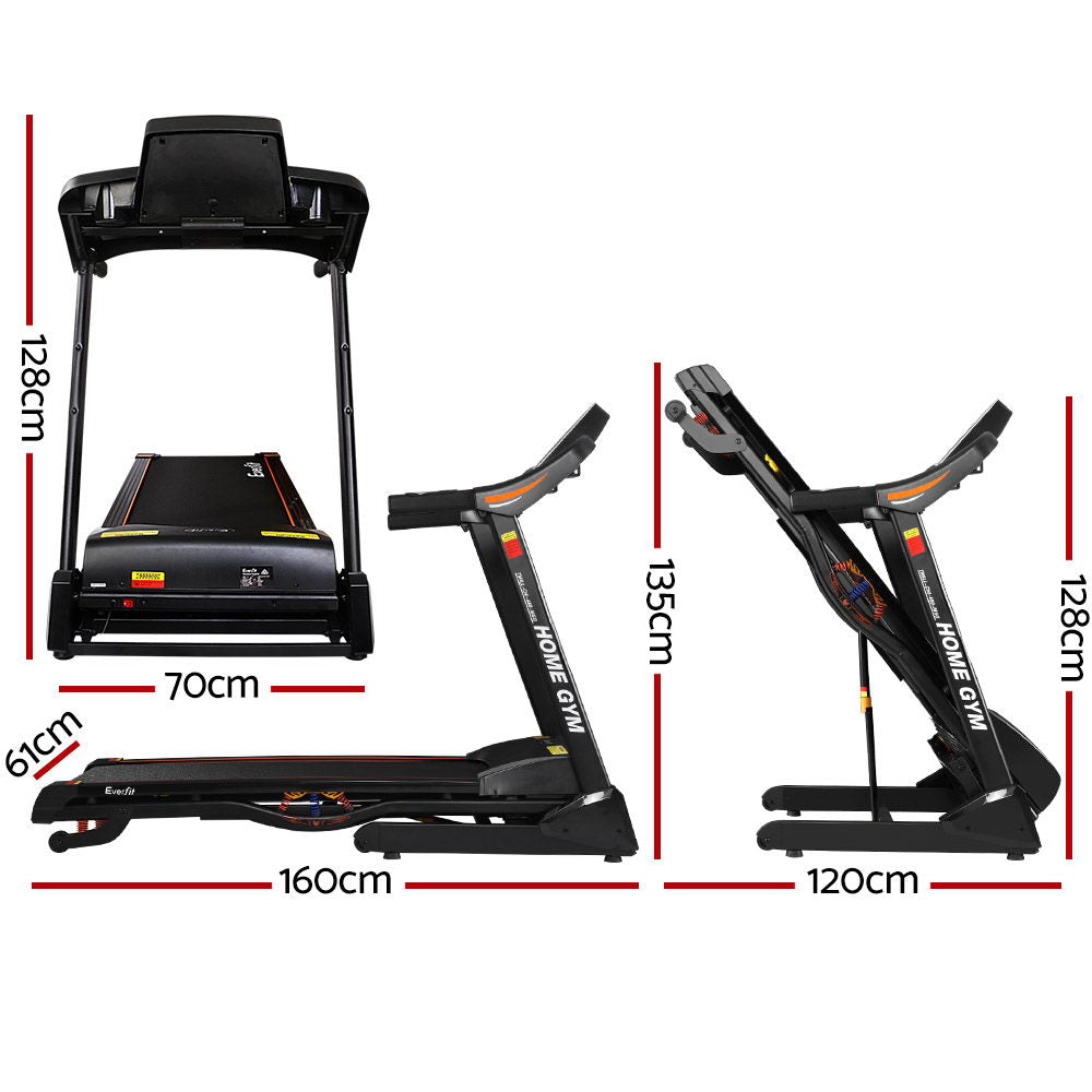 Treadmill Electric Auto Incline Home Gym Fitness Exercise Machine 480mm - Black