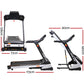 Treadmill Electric Auto Incline Spring Home Gym Fitness Exercise 480mm - Black