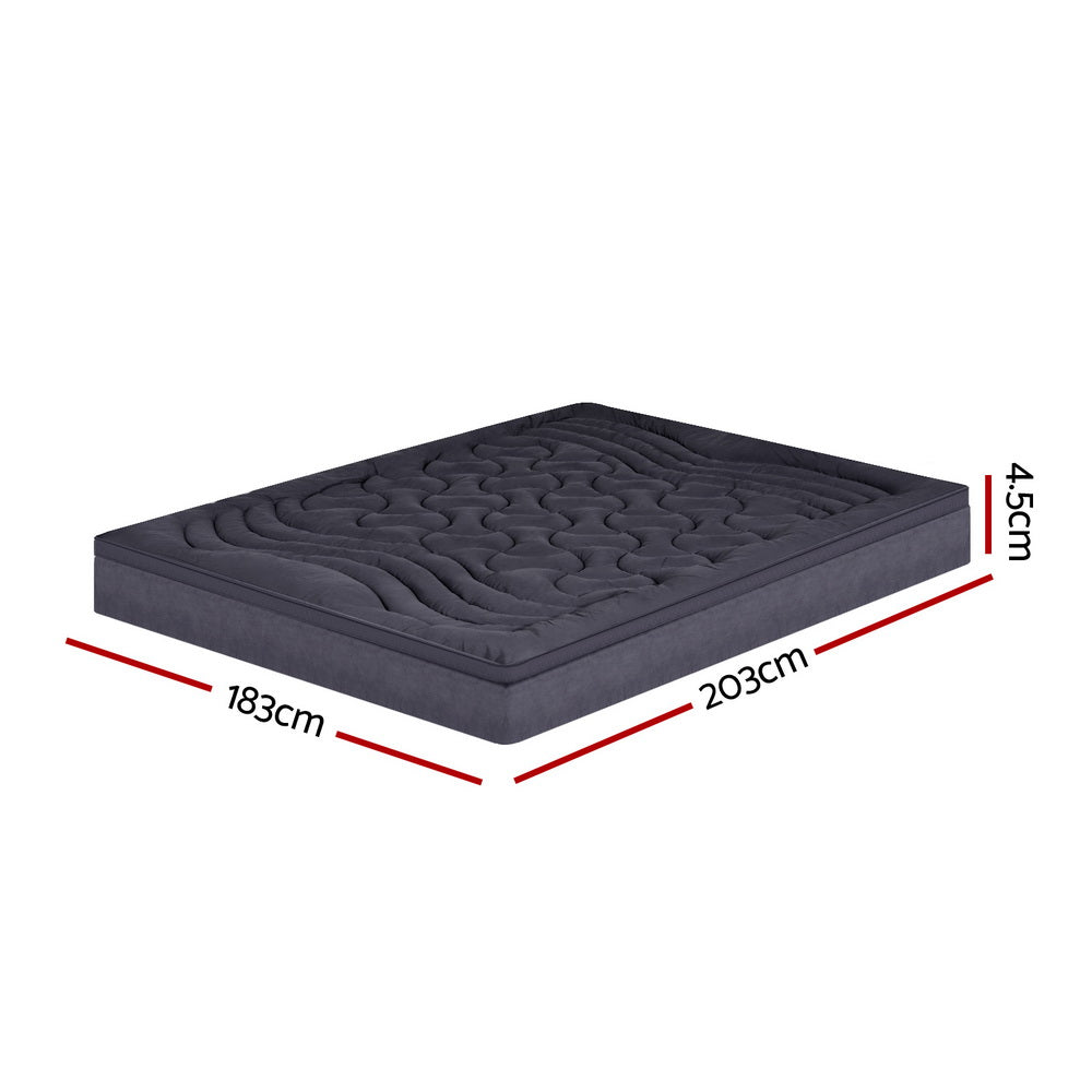 KING 3 Zone Mattress Topper Pillowtop - Charcoal