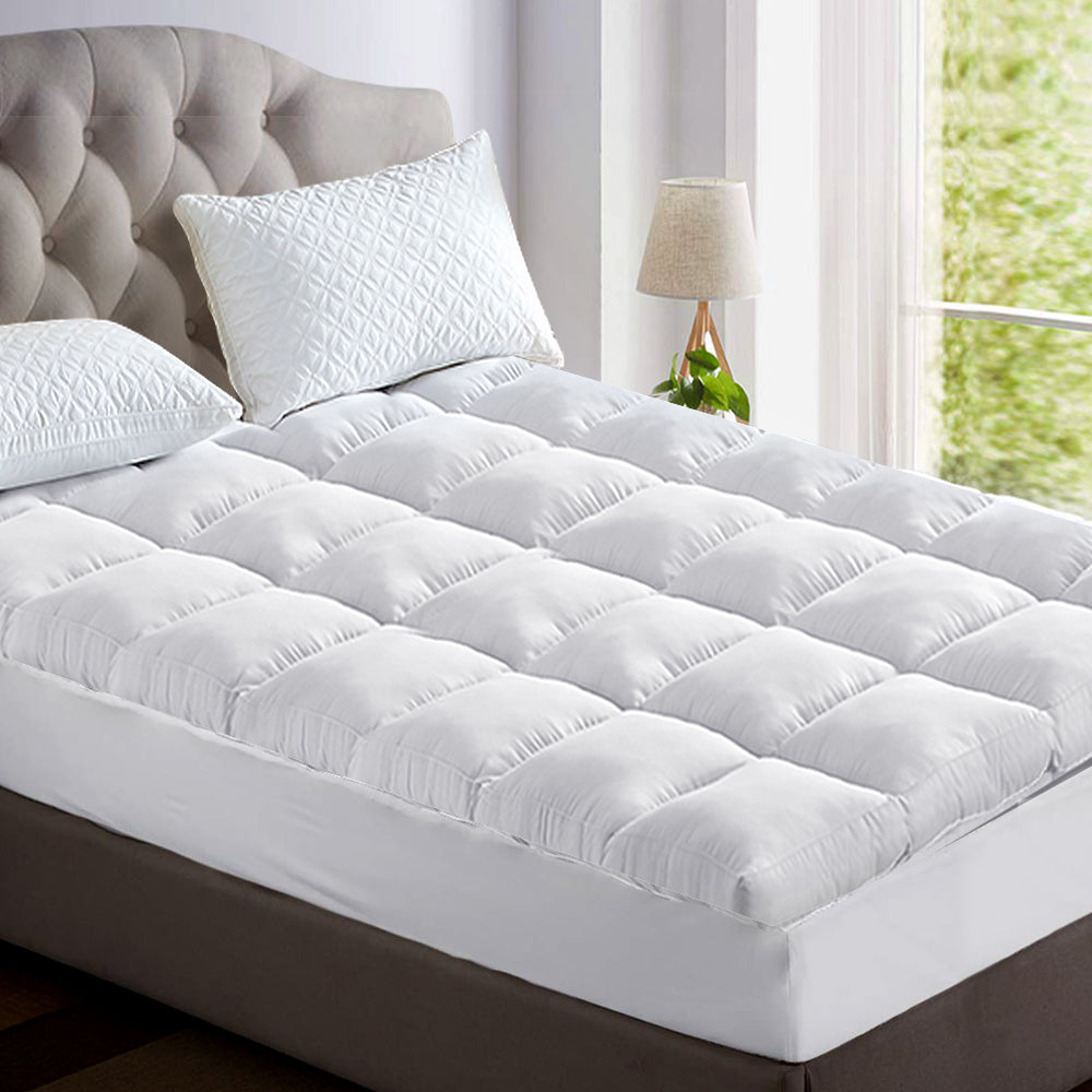 KING SINGLE Mattress Topper Pillowtop Bamboo - White