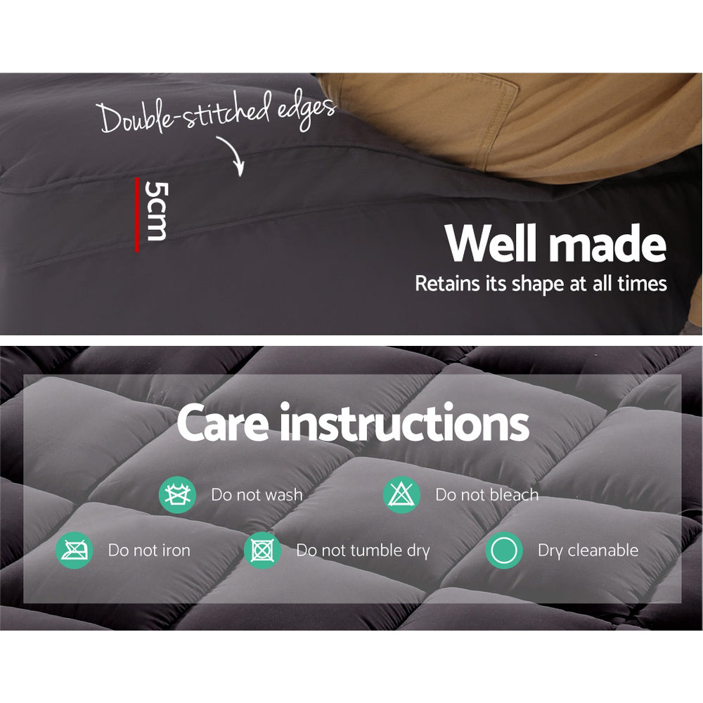 Single Giselle Bedding Mattress Topper Pillowtop Bamboo Charcoal