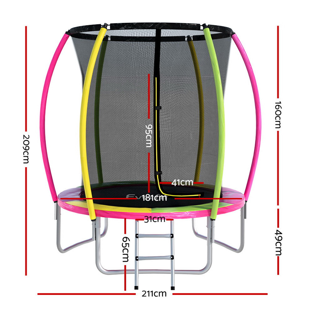6ft Trampoline Kids Trampolines Cover Safety Net Pad Gift - Multi-colored