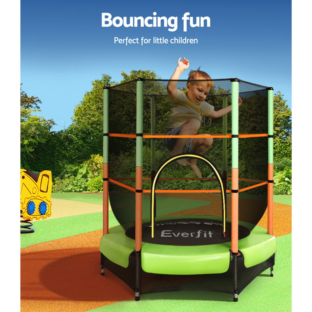 Everfit Trampoline for Kids 4.5FT with Enclosure Safety Net Rebounder Gift Green