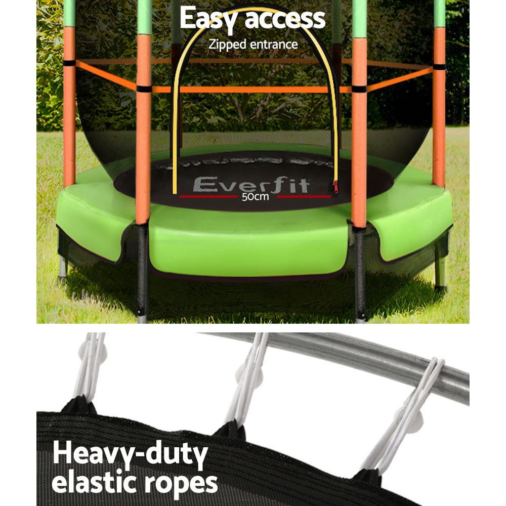 Everfit Trampoline for Kids 4.5FT with Enclosure Safety Net Rebounder Gift Green