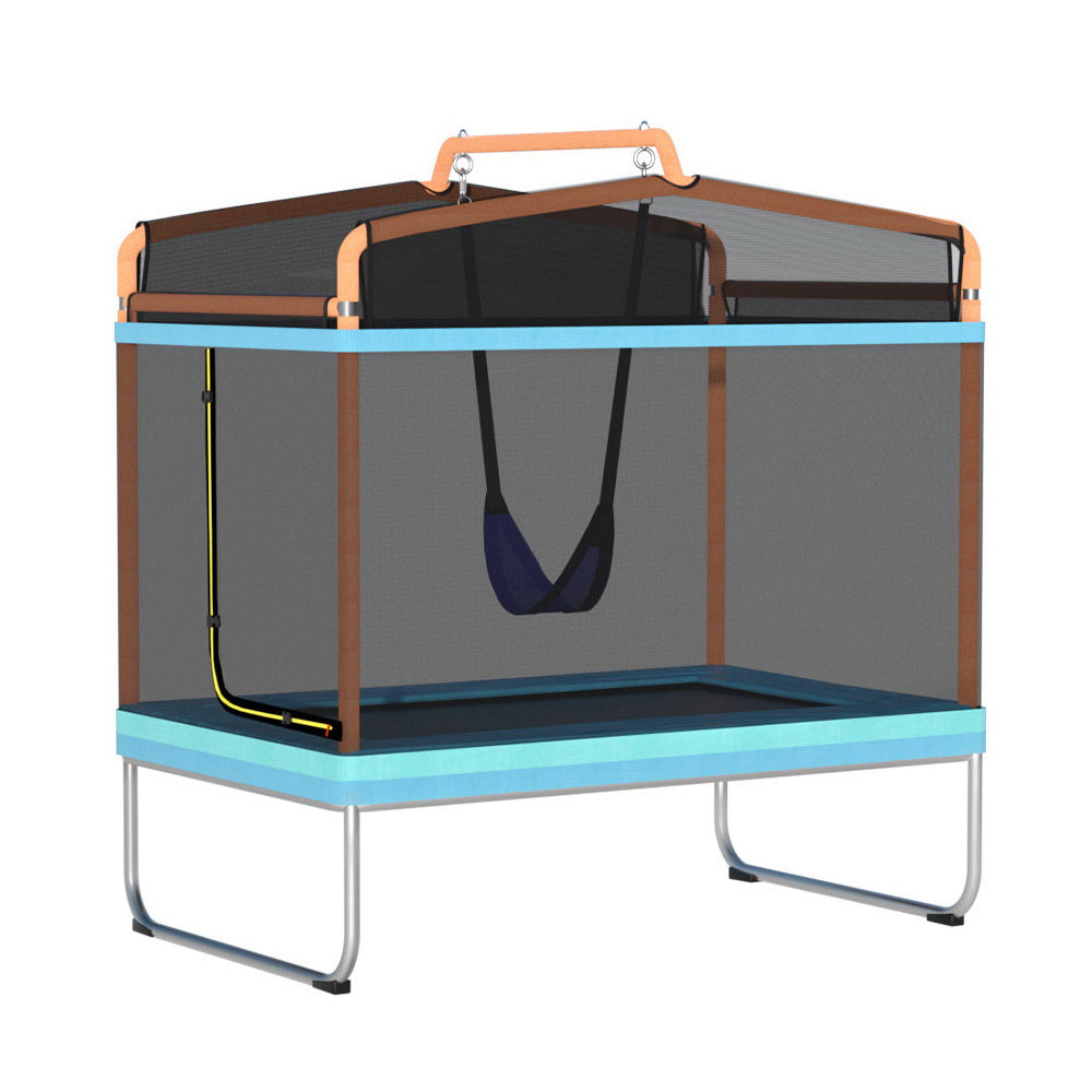 Everfit Trampoline for Kids 6FT Rectangle with Swing Enclosure Safety Net Orange