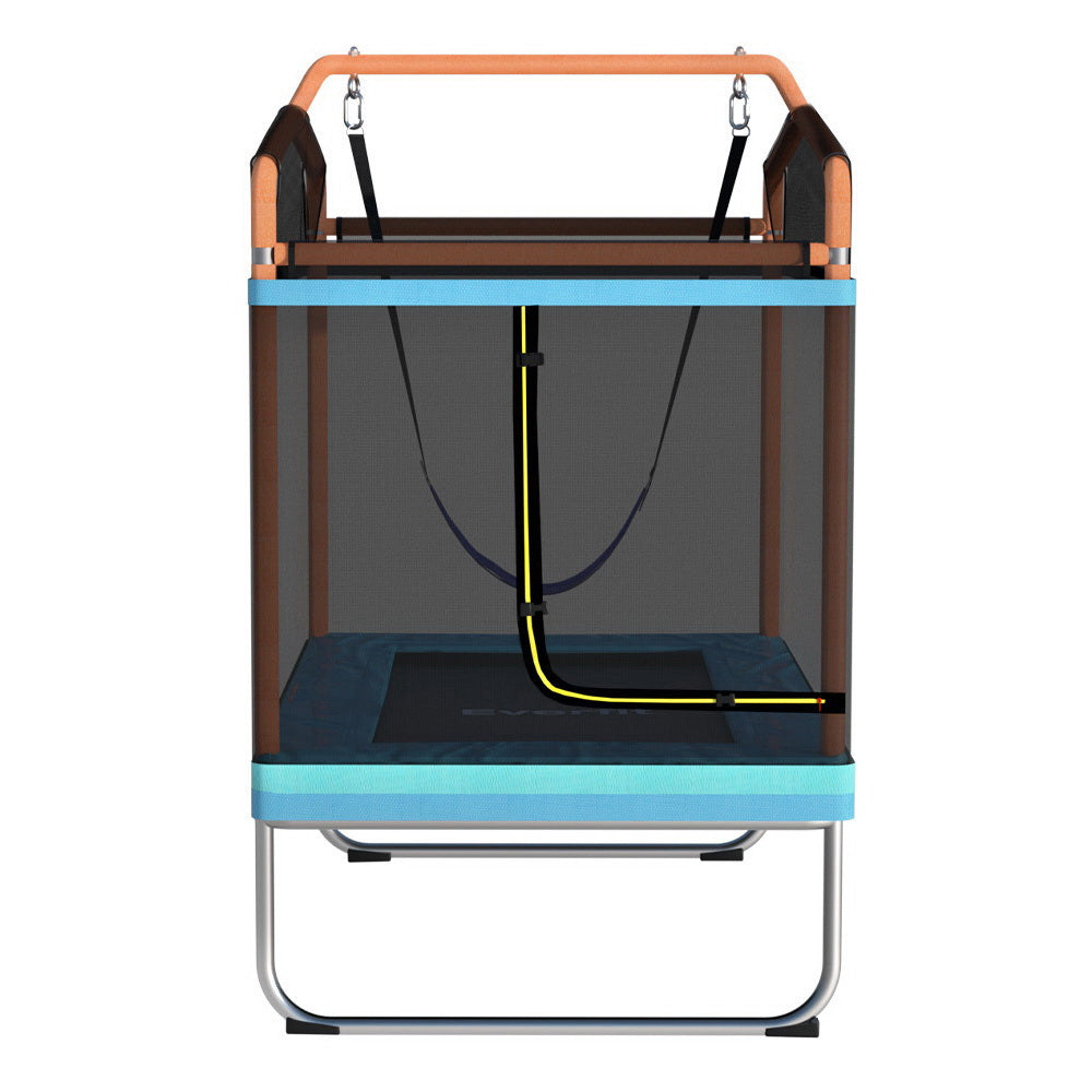 Everfit Trampoline for Kids 6FT Rectangle with Swing Enclosure Safety Net Orange