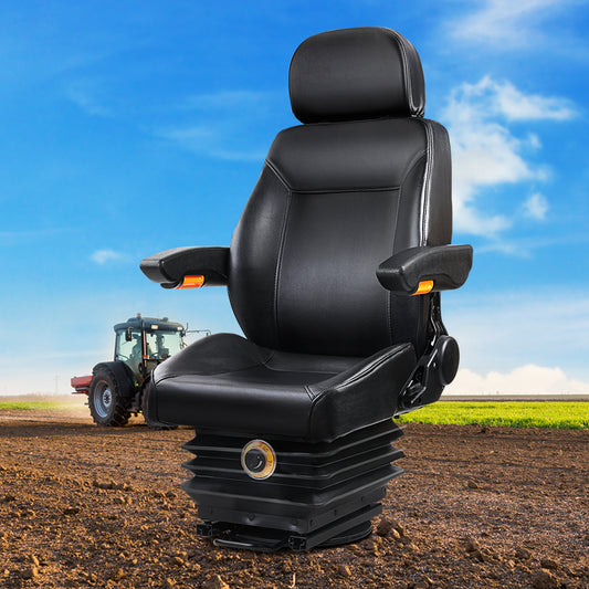 Adjustable Tractor Seat with Suspension - Black