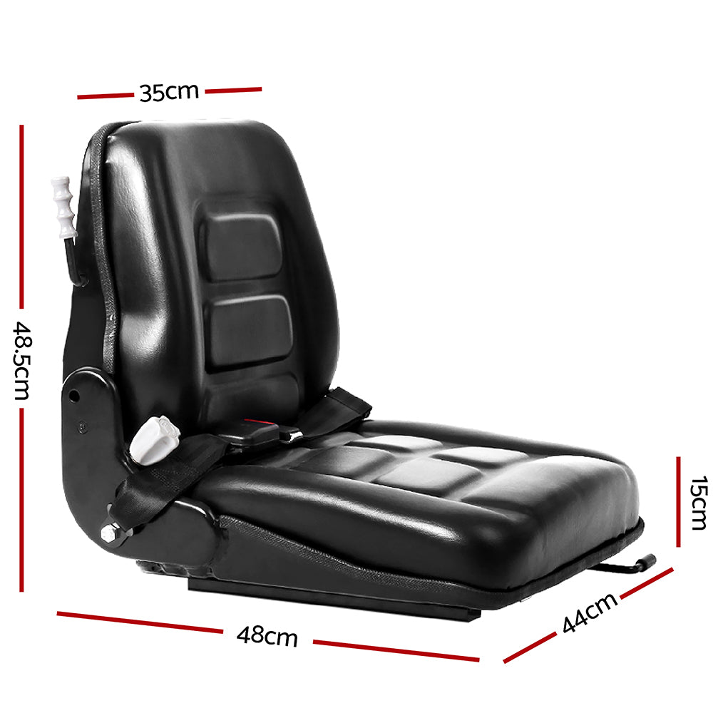 Universal Forklift Seat Tractor Excavator Truck Bobcat Leather Backrest
