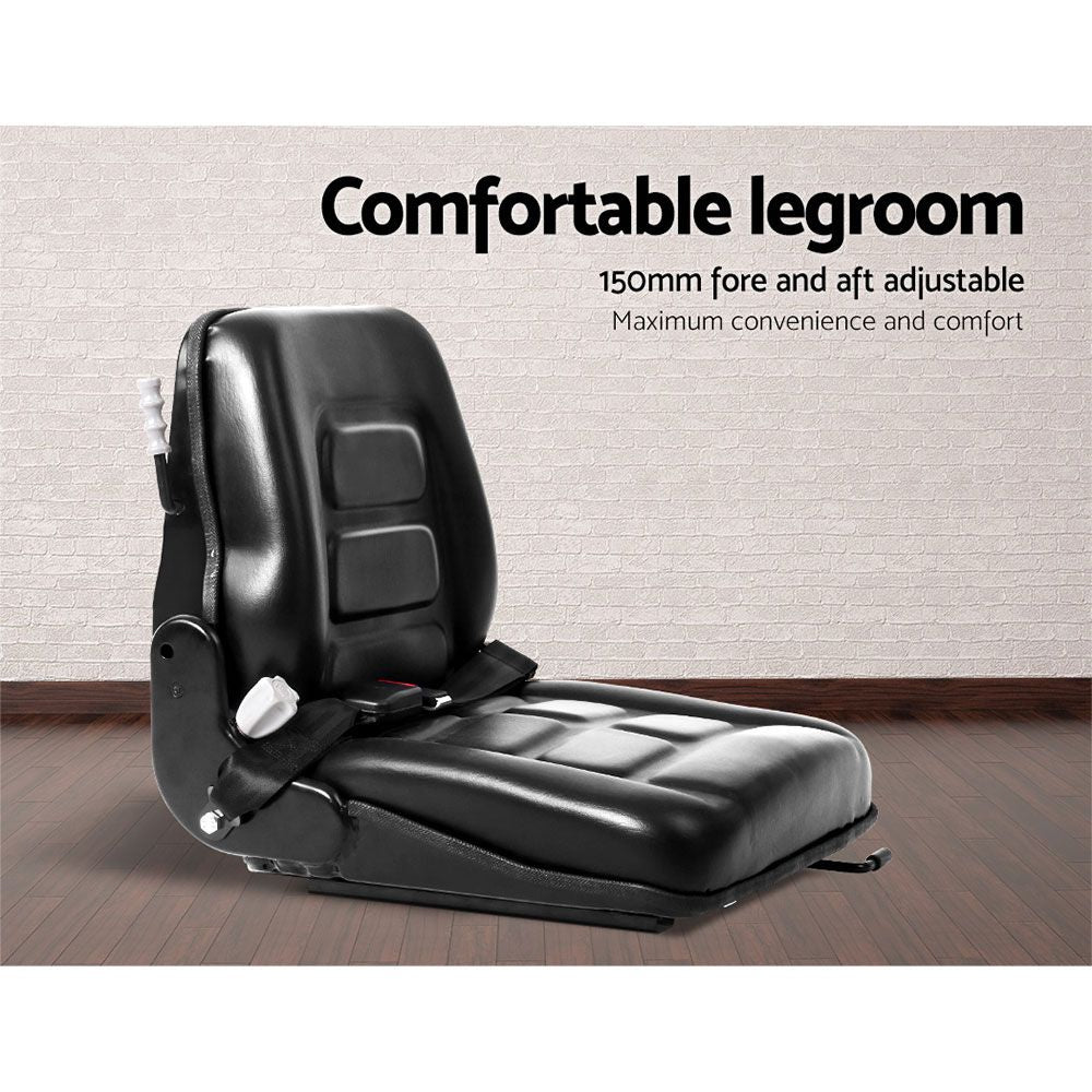 Universal Forklift Seat Tractor Excavator Truck Bobcat Leather Backrest