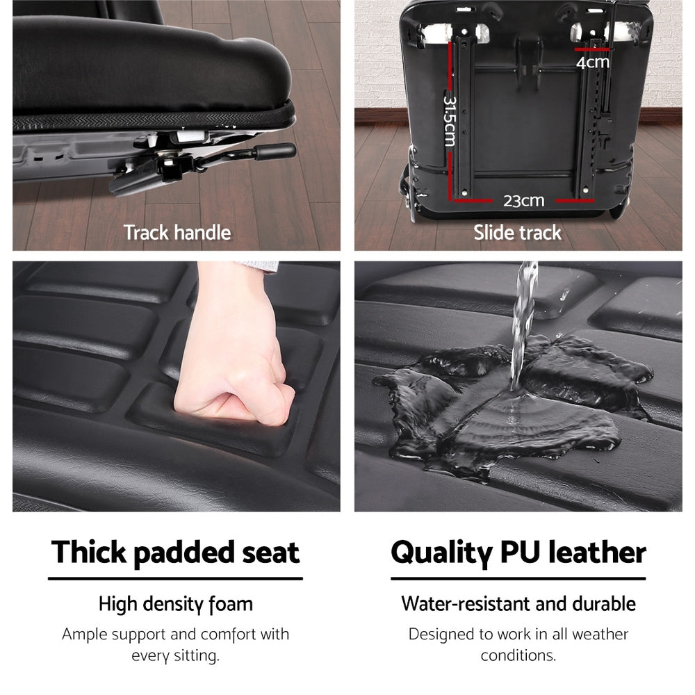 Universal Forklift Seat Tractor Excavator Truck Bobcat Leather Backrest