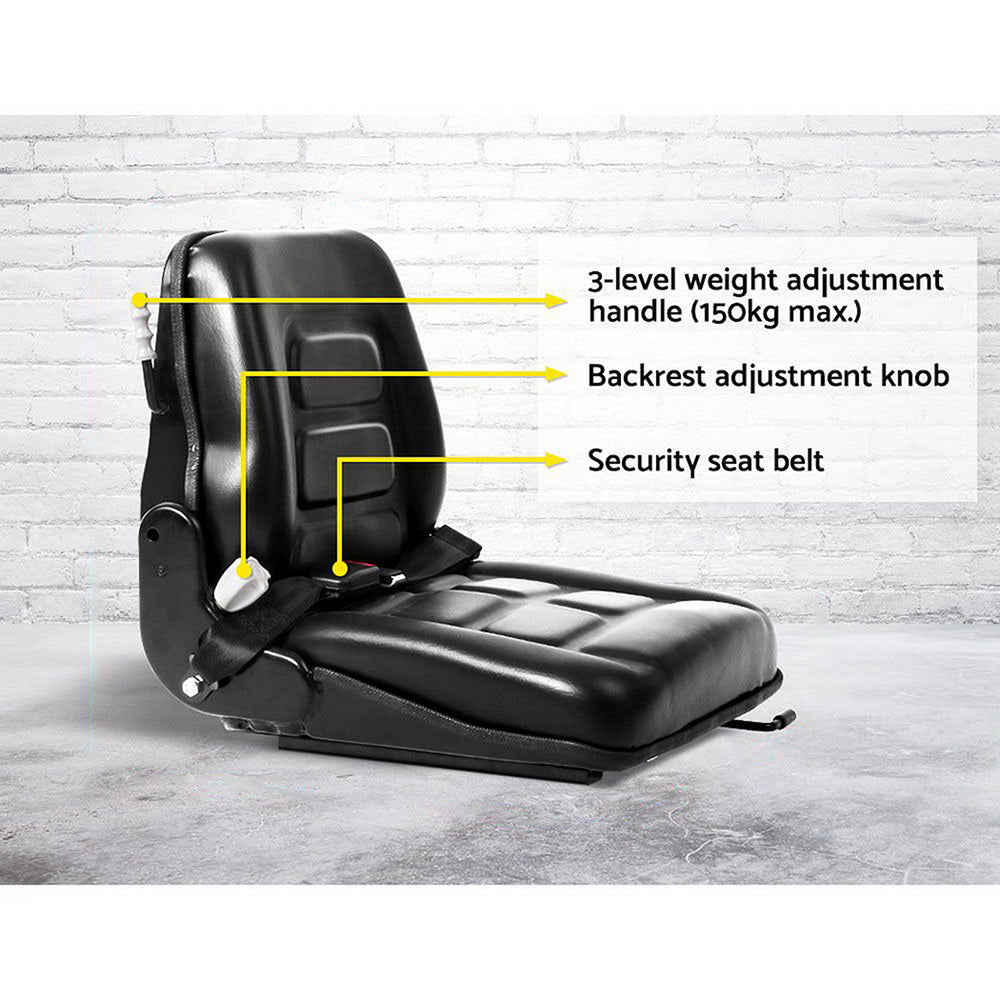 Universal Forklift Seat Tractor Excavator Truck Bobcat Leather Backrest