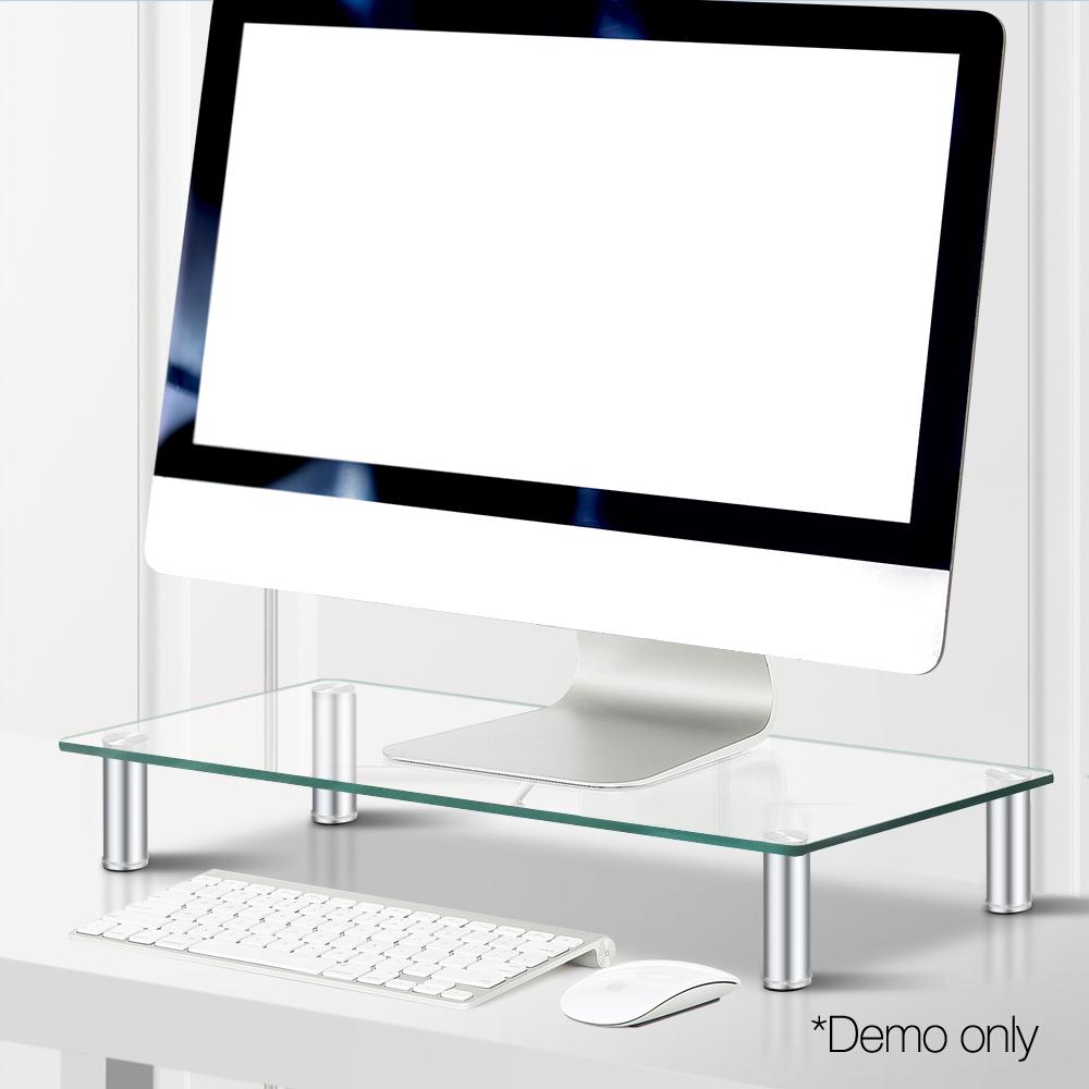 Artiss Monitor Stand Riser with Height Adjustable Computer Laptop Printer Screen Glass Display Shelf