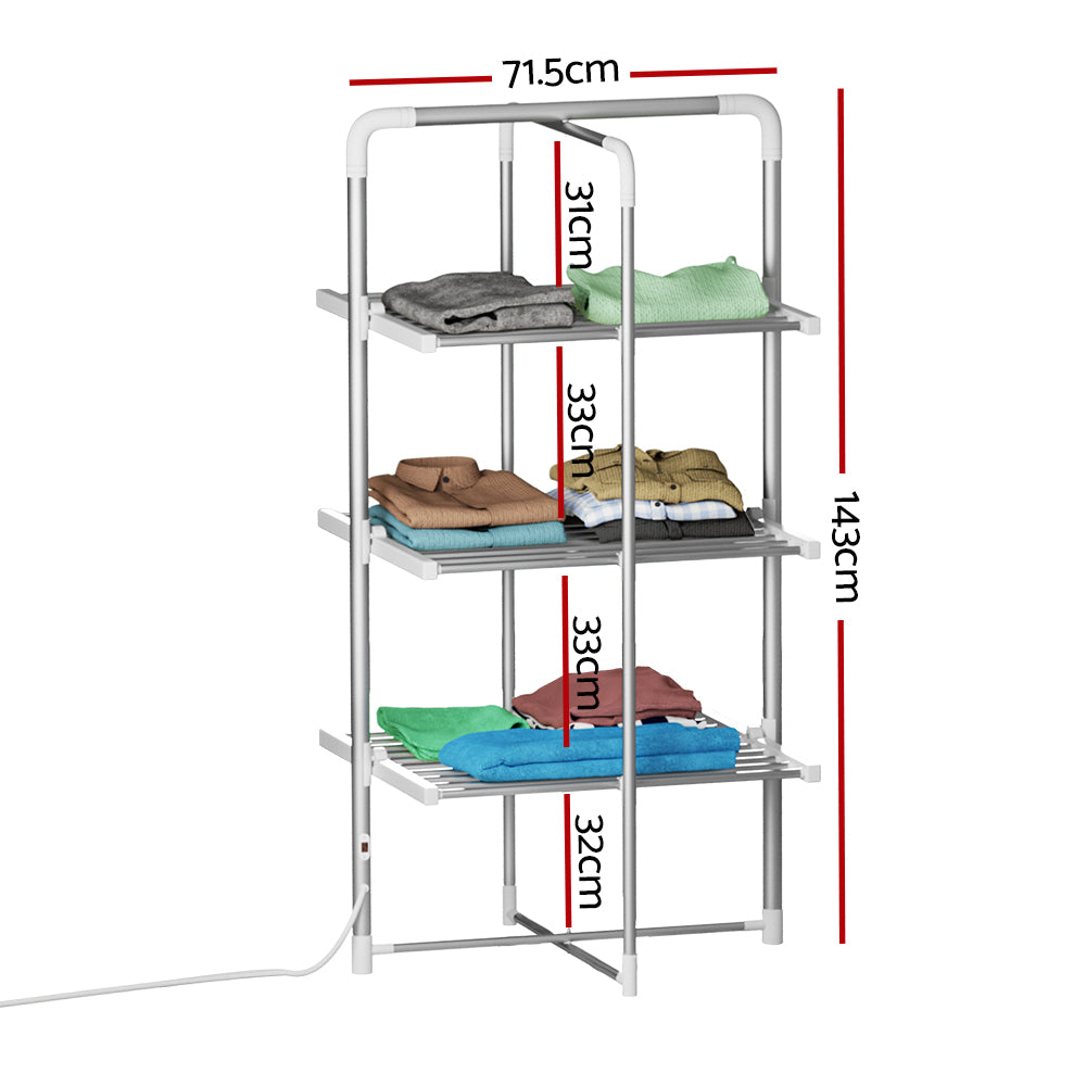 Electric Heated Towel Rail Rack 30 Bars Foldable Clothes Dry Warmer