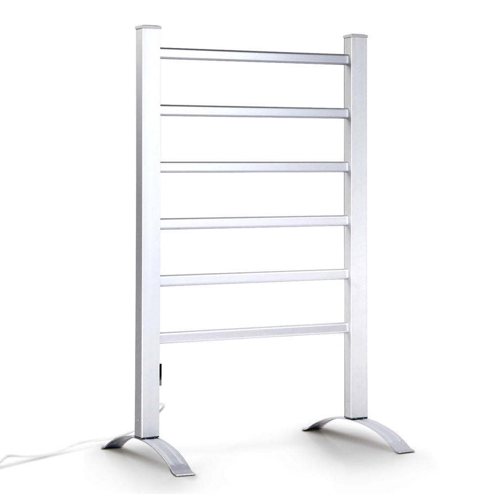 Electric Heated Towel Rail Rack 6 Bars Freestanding Clothes Dry Warmer