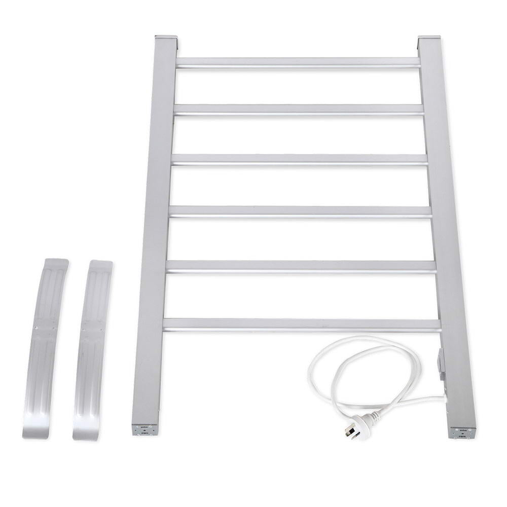 Electric Heated Towel Rail Rack 6 Bars Freestanding Clothes Dry Warmer