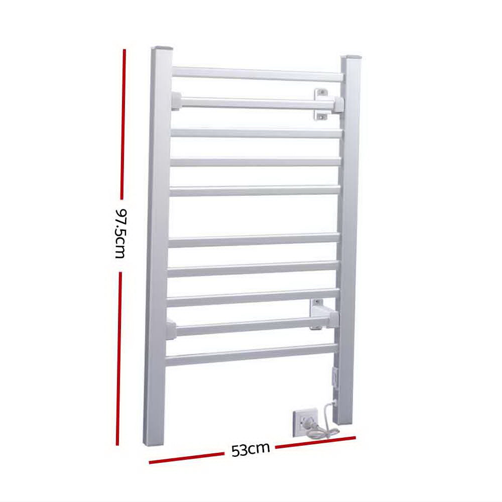 Electric Heated Towel Rail Rack 10 Bars Freestanding Clothes Dry Warmer