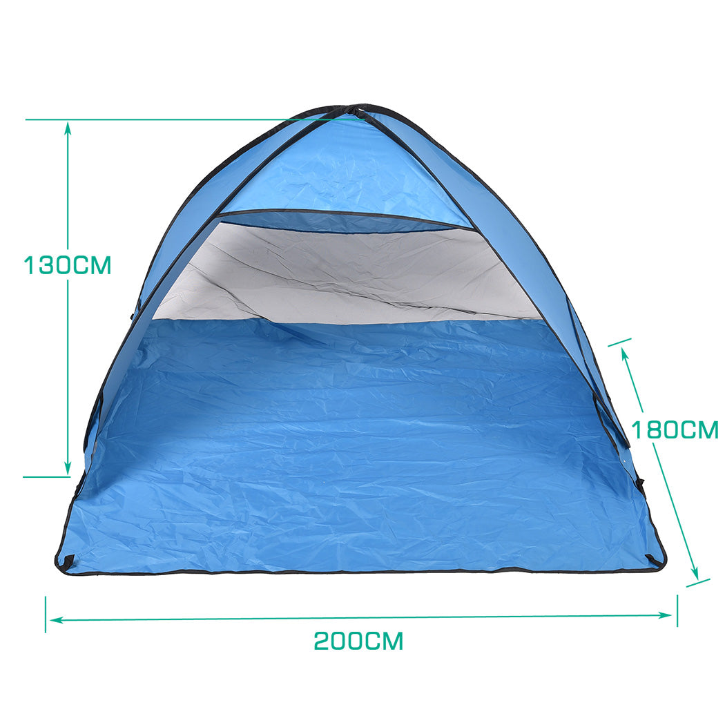 Pop Up Beach Tent Camping Portable Shelter Shade 2 Person Tents Fish Blue