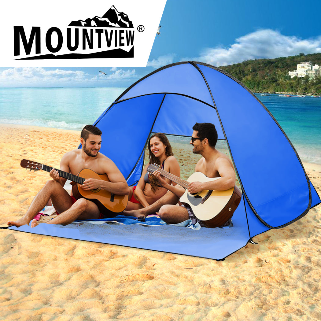 Pop Up Beach Tent Camping Portable Shelter Shade 2 Person Tents Fish Blue