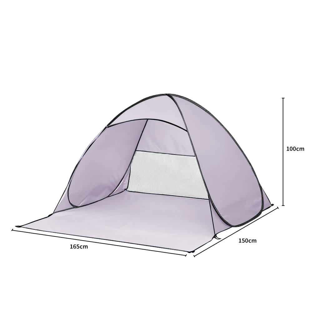 Pop Up Beach Tent Camping Portable Shelter Shade 4 Person Tents Fish Grey