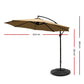 3m Kapolei Outdoor Umbrella Cantilever Sun Beach Garden Patio with 48x48cm Base - Beige