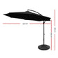 3m Kapolei Outdoor Umbrella Cantilever Sun Beach Garden Patio with 48x48cm Base - Black