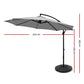 3m Kapolei Outdoor Umbrella Cantilever Sun Beach Garden Patio with 48x48cm Base - Grey