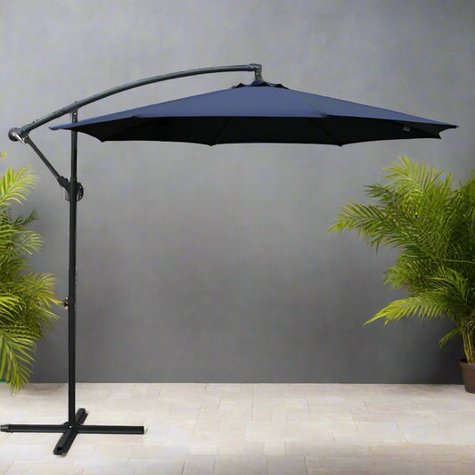 3m Honolulu Outdoor Umbrella Cantilevered with Base - Navy