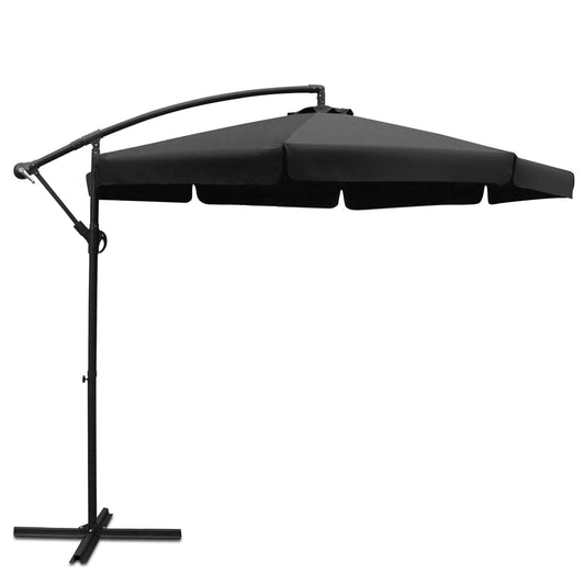 3m Kailua Outdoor Umbrella with Base - Black
