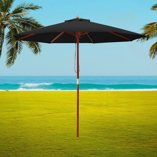 2.7m Mililani Outdoor Umbrella Pole Cantilever Stand Garden Patio - Black