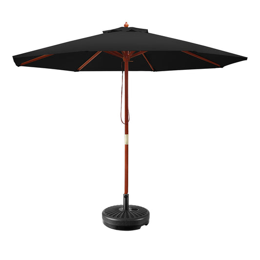 2.7m Mililani Outdoor Umbrella Pole Garden Stand Deck with Base - Black