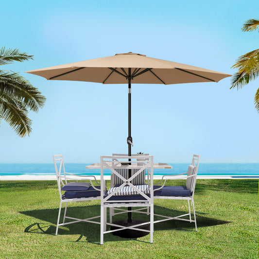 2.7m Mililani Outdoor Umbrella Beach Pole Garden Tilt Sun Patio UV - Beige