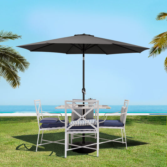 2.7m Mililani Outdoor Umbrella Beach Garden Tilt Sun Patio Deck Pole - Black