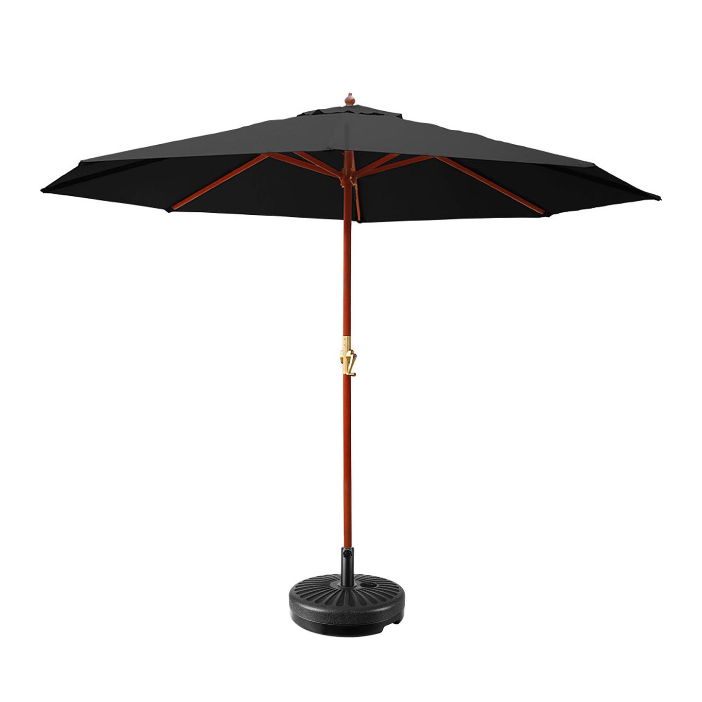 3m Kahului Outdoor Umbrella Pole Garden Stand Deck with Base - Black
