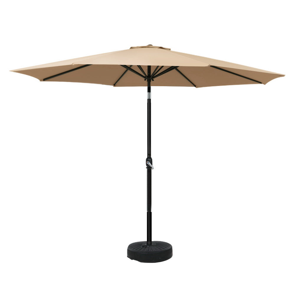 3m Kahului Outdoor Umbrella Beach Pole Garden Tilt Sun Patio UV with Base - Beige