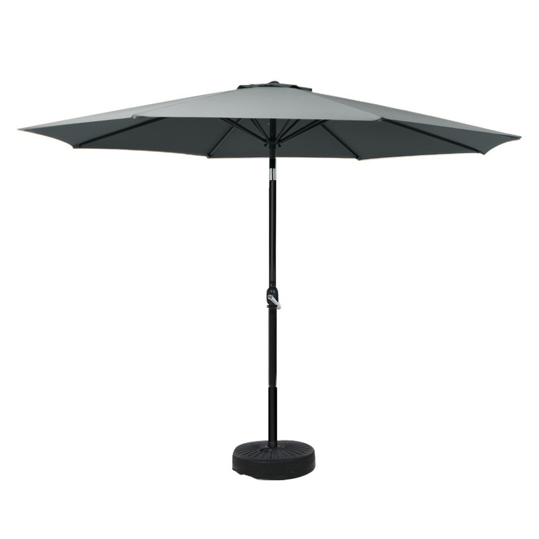 3m Kahului Outdoor Umbrella Beach Pole Garden Tilt Sun Patio UV with Base - Charcoal