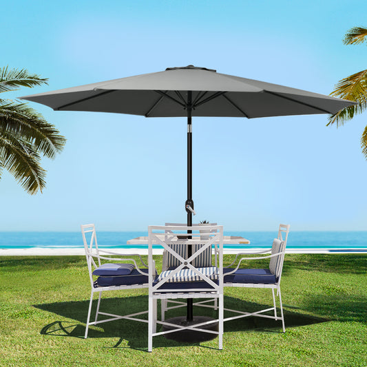 3m Kahului Outdoor Umbrella Beach Pole Garden Tilt Sun Patio UV with Base - Charcoal