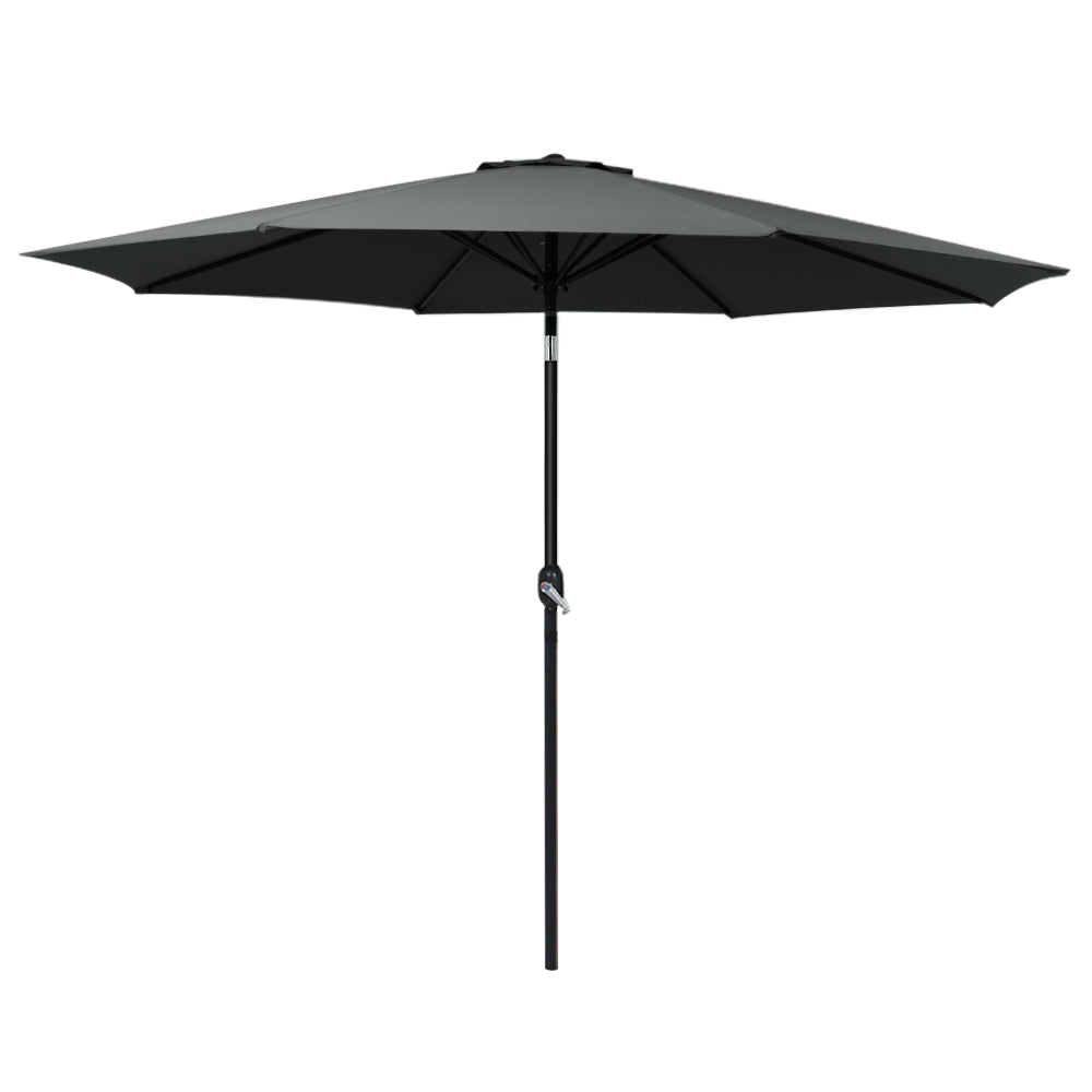 3m Kahului Outdoor Umbrella Garden Beach Tilt Sun Patio Deck Pole UV - Black