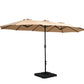 4.57m Kihei Outdoor Umbrella Beach Twin Garden Sun Shade with Base - Beige