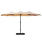 4.57m Kihei Outdoor Umbrella Beach Twin Garden Sun Shade with Base - Beige