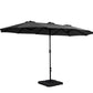 4.57m Kihei Outdoor Umbrella Beach Twin Garden Sun Shade with Base - Black