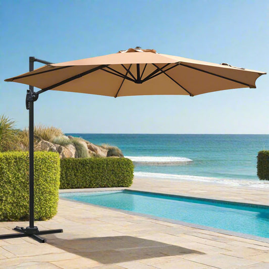 Instahut 3m Outdoor Umbrella Cantilever 360 Degree Tilt Beach Roma Beige