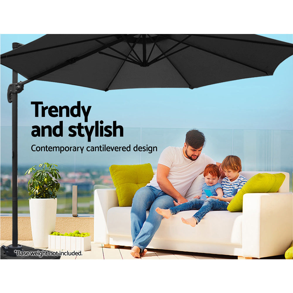 2.8m Lahaina Outdoor Umbrella with Base - Black