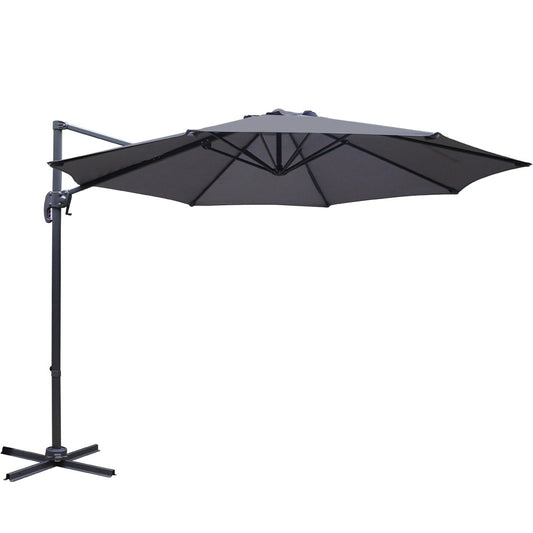 3m Lahaina Outdoor Umbrella Cantilever Beach Furniture Garden 360 Degree with Base - Charcoal