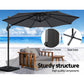 3m Lahaina Outdoor Umbrella Cantilever Beach Stand Sun with Base - Charcoal