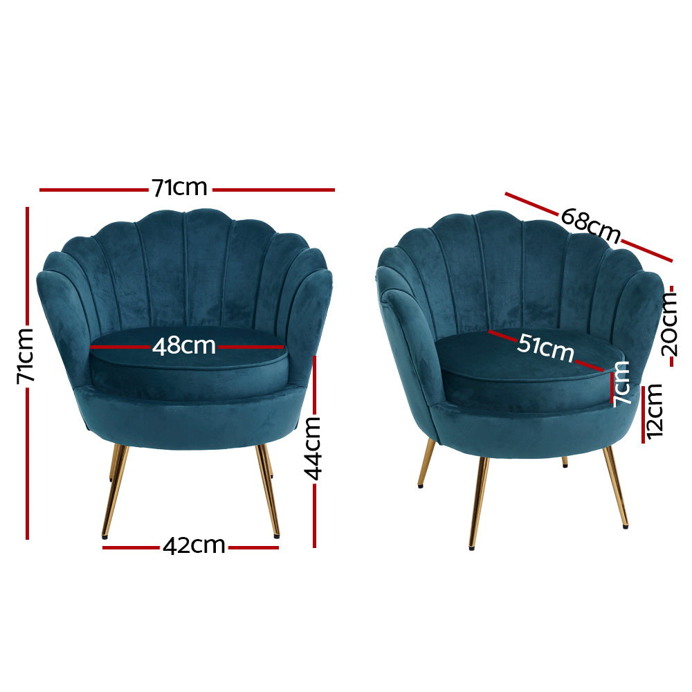 Armchair Lounge Chair Accent Retro Armchairs Lounge Shell Velvet Navy