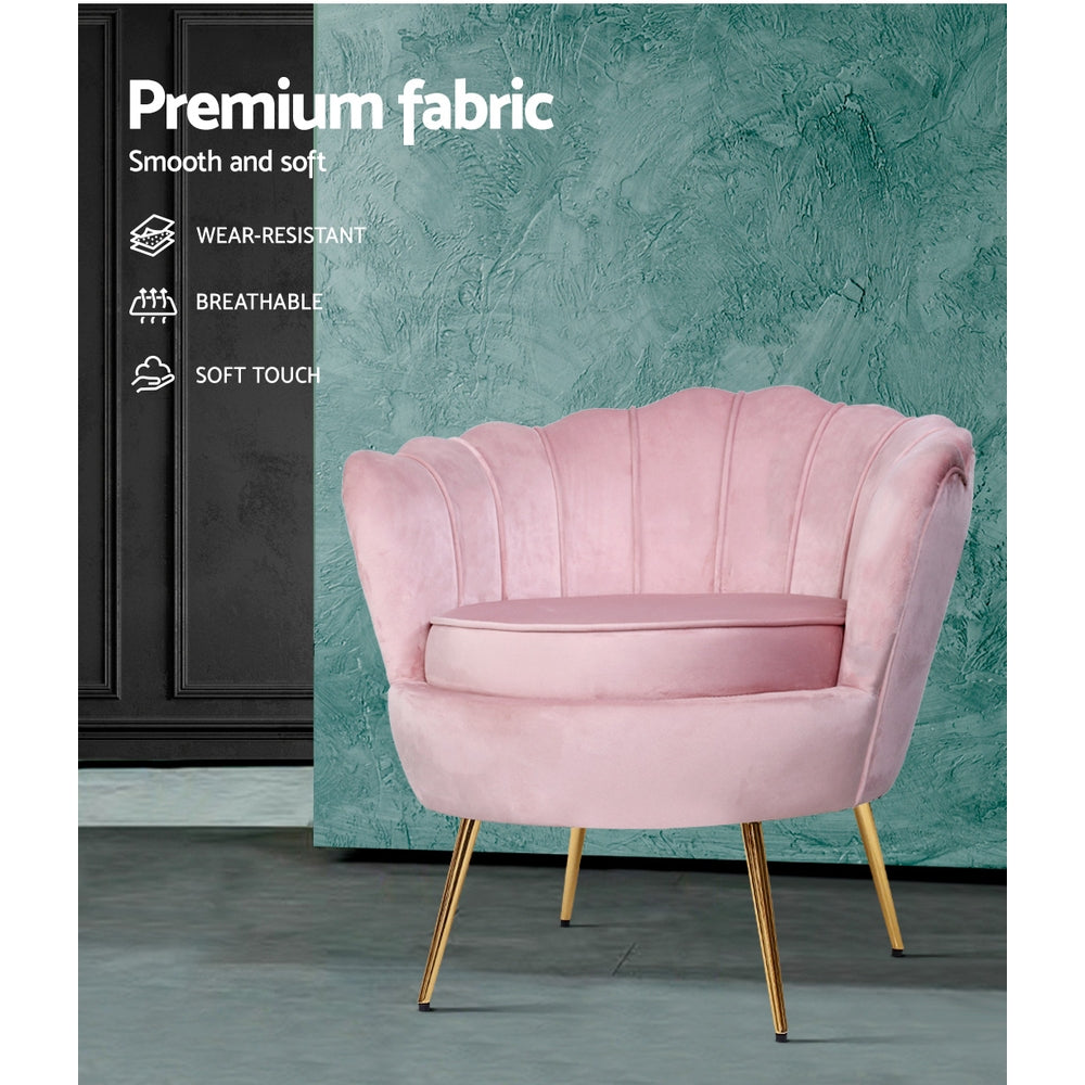 Mirabell Accent Velvet Shell Back Seat Lounge Armchair - Pink